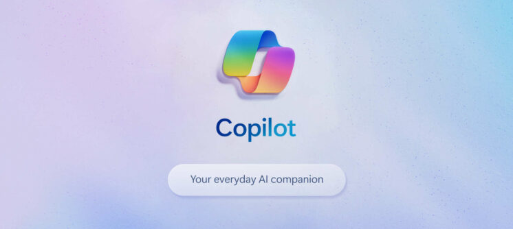 Microsoft 365 Copilot logo with gradient ribbon icon and tagline: "Your everyday AI companion."